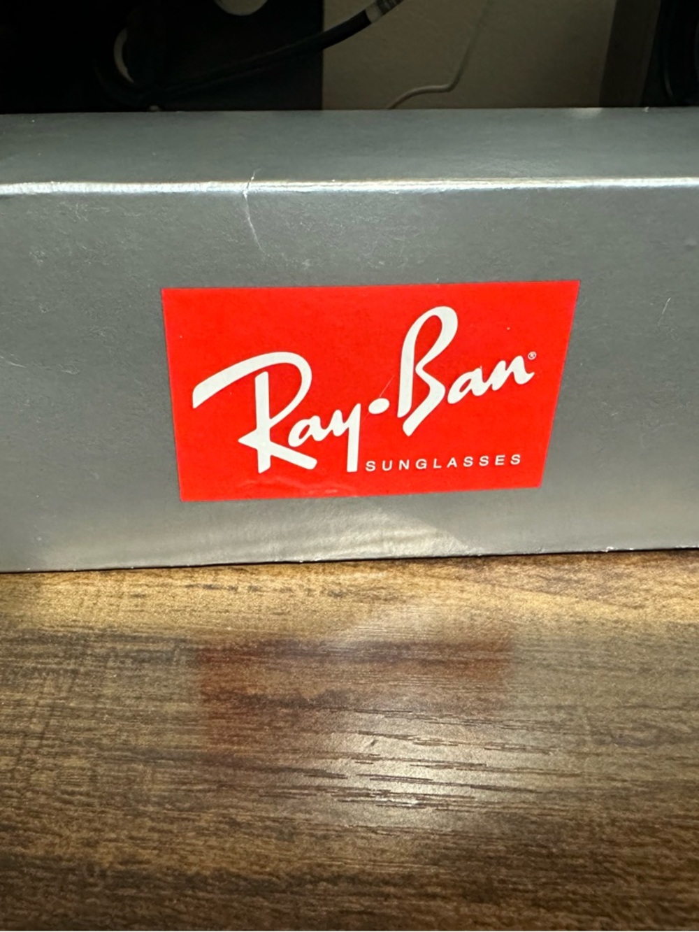 Ray-Ban Gray Box with Red Logo Sticker